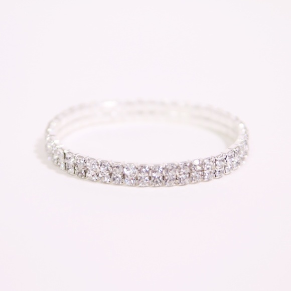 Crystal Rhinestone Two-Row Stretch Bracelet - Picture 1 of 3